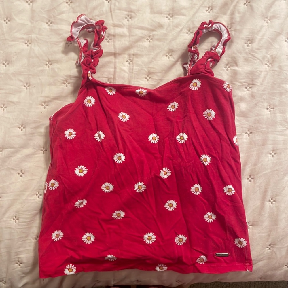 Hollister top, size small, red with flowers